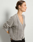 Heather Grey $|& SEAS Amethyst Cable Cardigan - SOF Full Front