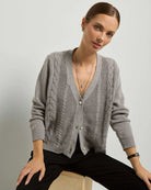 Heather Grey $|& SEAS Amethyst Cable Cardigan - SOF Front