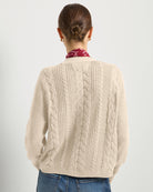 Heather Cream $|& SEAS Amethyst Cable Cardigan - SOF Back