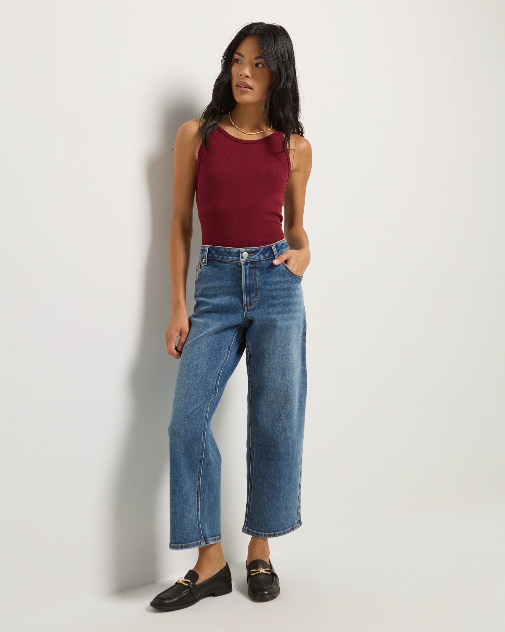 Cabernet $|& SEAS Laurel Ribbed Shelf Bra Tank - VOF Front