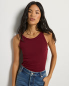 Cabernet $|& SEAS Laurel Ribbed Shelf Bra Tank - SOF Front