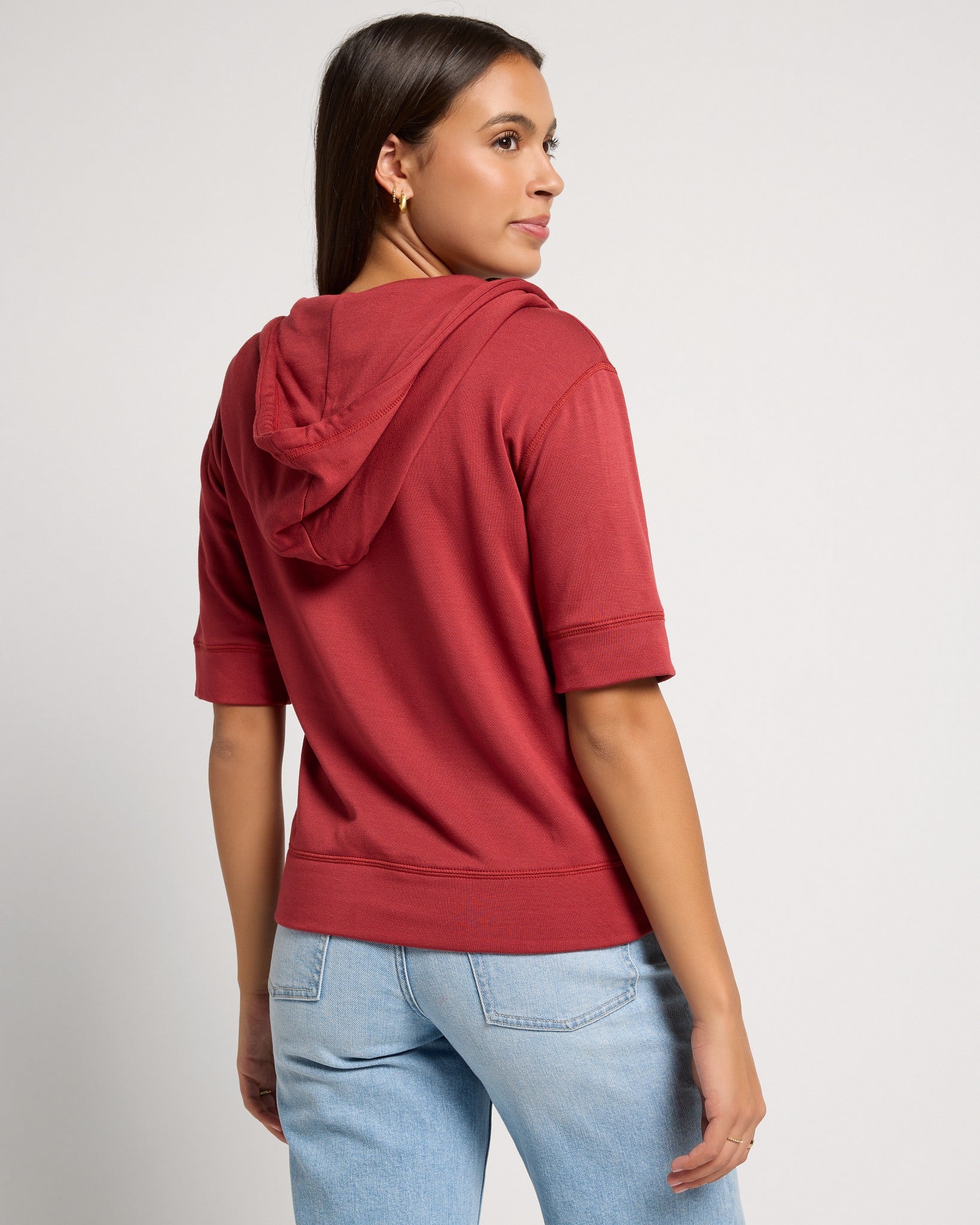 Rosewood $|& SEAS Short Sleeve Fleece Zip Up - SOF Back