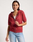 Rosewood $|& SEAS Short Sleeve Fleece Zip Up - SOF Front