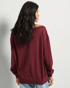 Black Cherry $|& SEAS Pacific One Shoulder Sweater - SOF Back