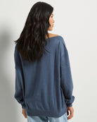 Heather Indigo Haze $|& SEAS Pacific One Shoulder Sweater - SOF Back