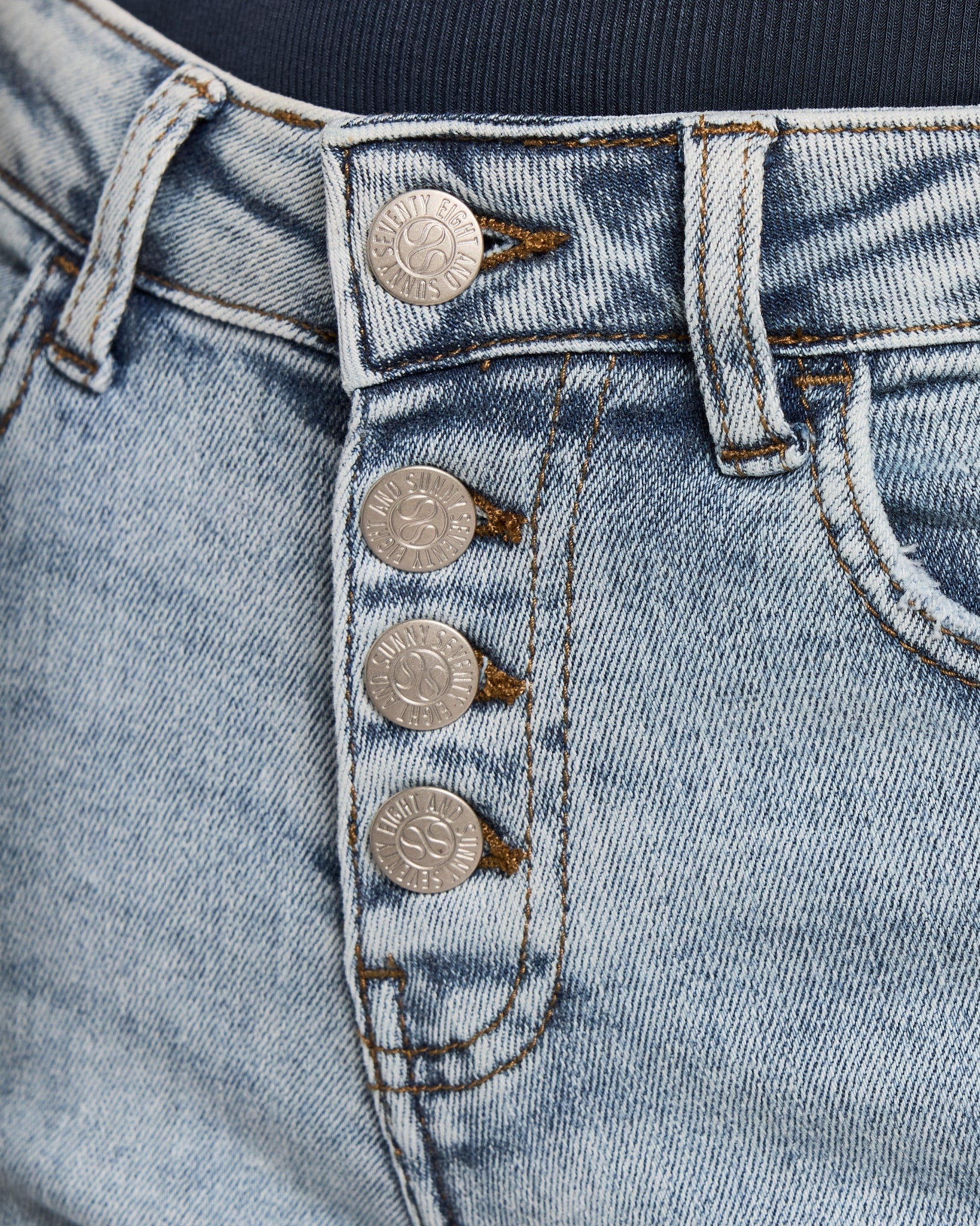Medium Light Wash $|& SEAS Mid Rise Cropped Side Slit Jeans - SOF Full Front