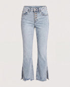 Medium Light Wash $|& SEAS Mid Rise Cropped Side Slit Jeans - Hanger Detail