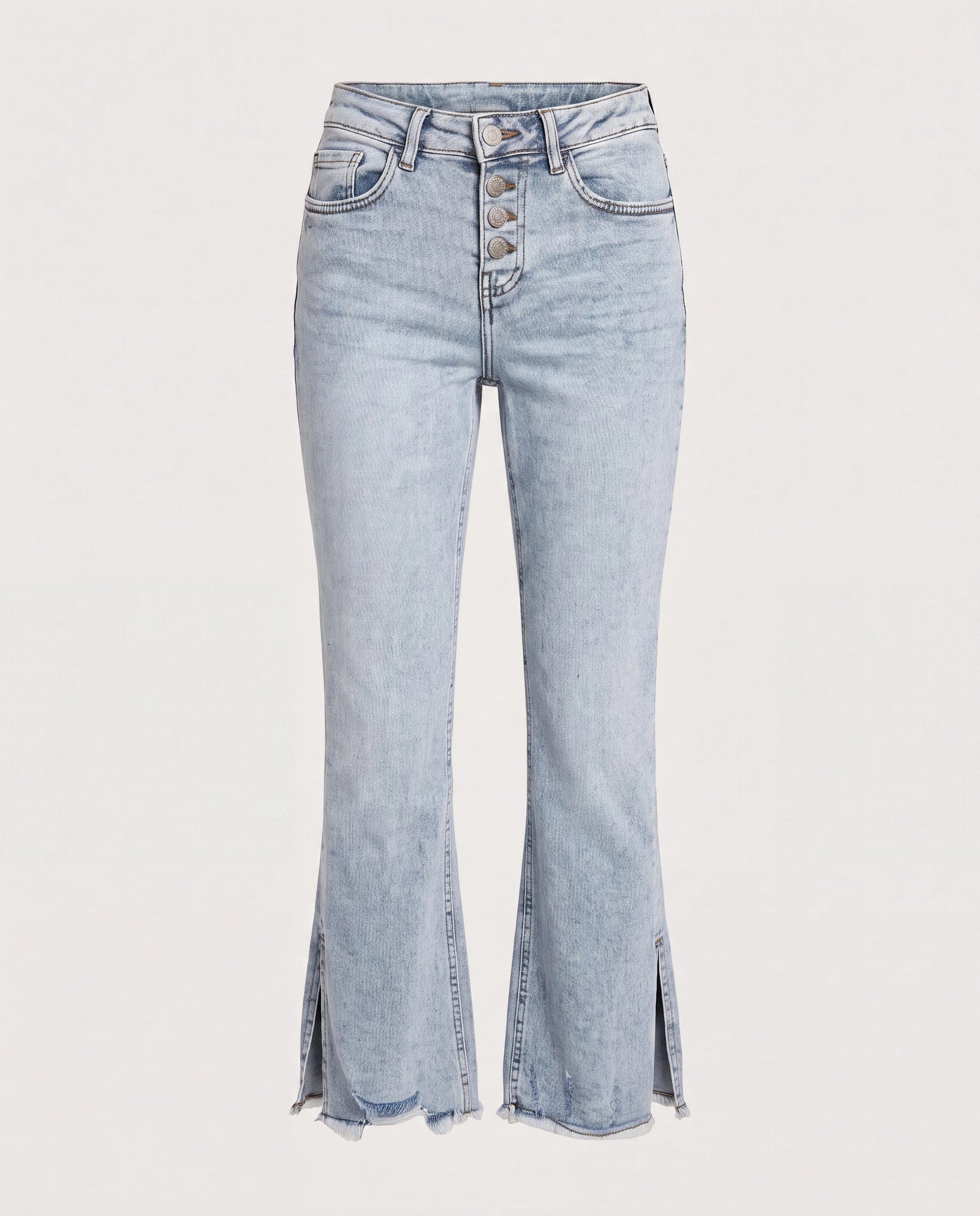 Medium Light Wash $|& SEAS Mid Rise Cropped Side Slit Jeans - Hanger Detail