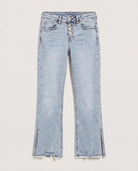 Medium Light Wash $|& SEAS Mid Rise Cropped Side Slit Jeans - Hanger Detail