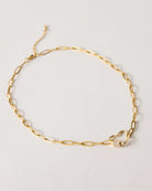 18k Gold Plated $|& SEAS Paperclip Chain Heart Necklace - SOF Front