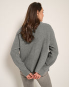 Light Heather Grey $|& SEAS Emerald Cardigan - SOF Back