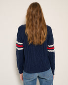 Mariner Midnight $|& SEAS Heritage Cable Knit Stripe Sweater - SOF Back