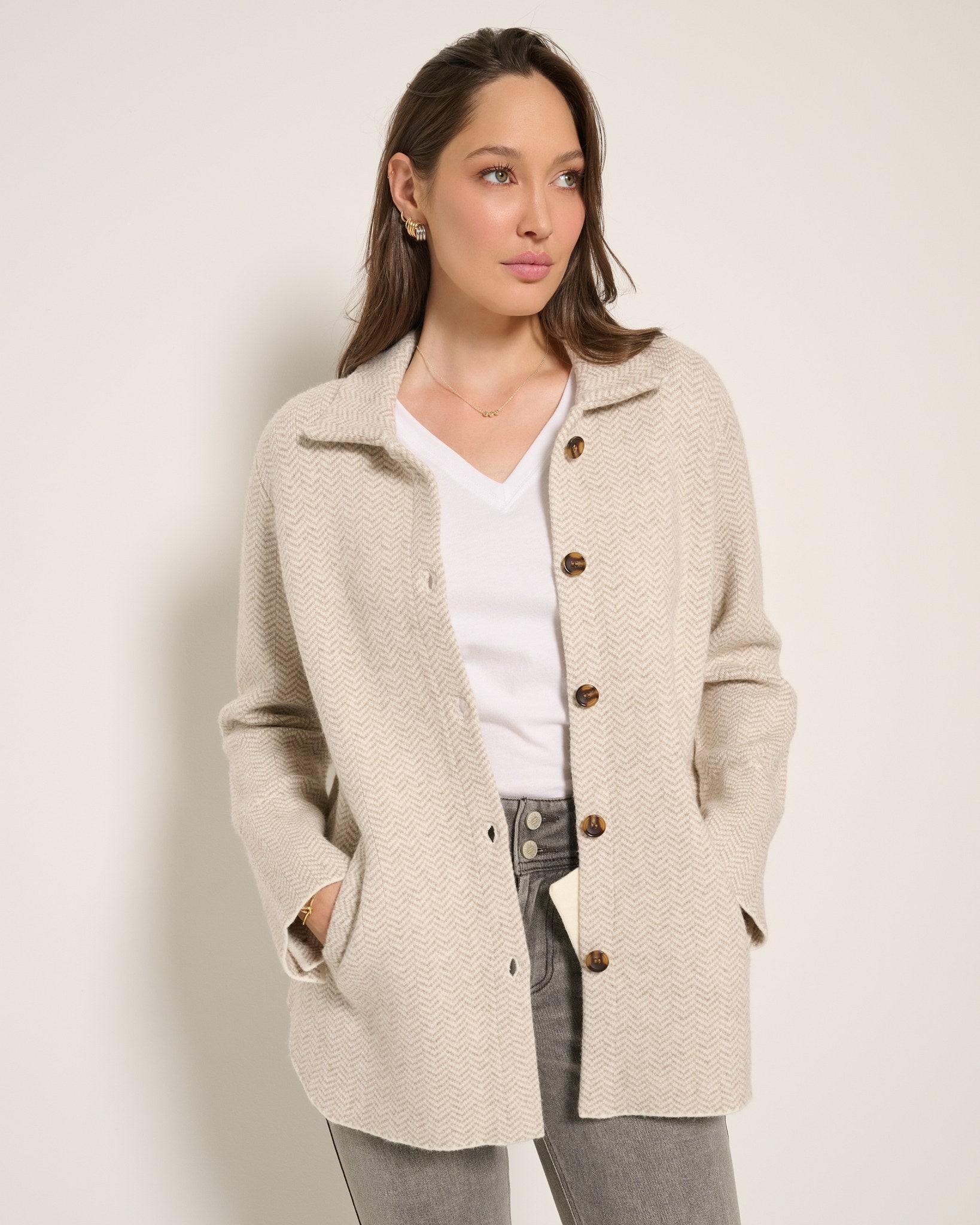 Cream $|& SEAS Baseline Shacket - SOF Front