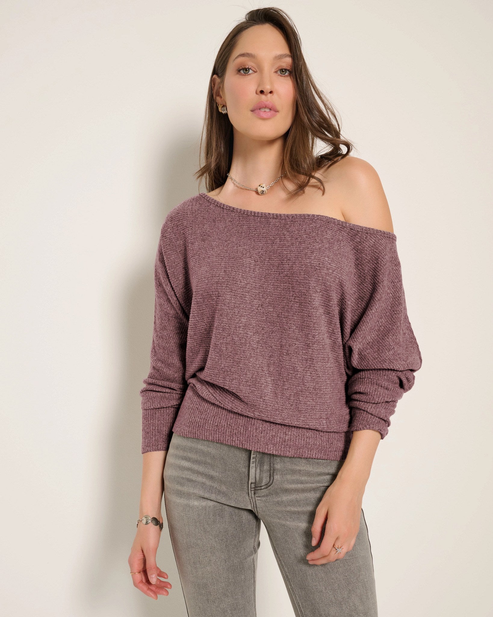 Mackenzie Off Shoulder Top - Ribbed Knit, Relaxed Fit – Seventy