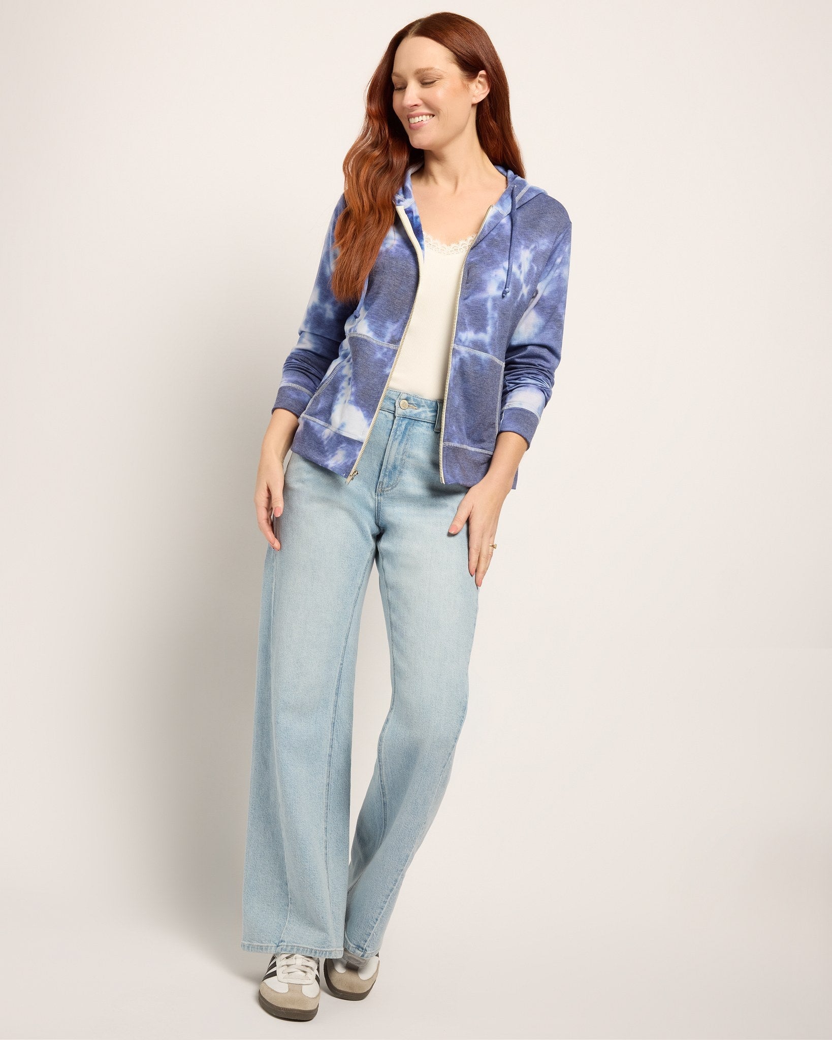 Blue Printed Tie Dye $|& SEAS Union Square Tie Dye French Terry Zip - UGC On Fig