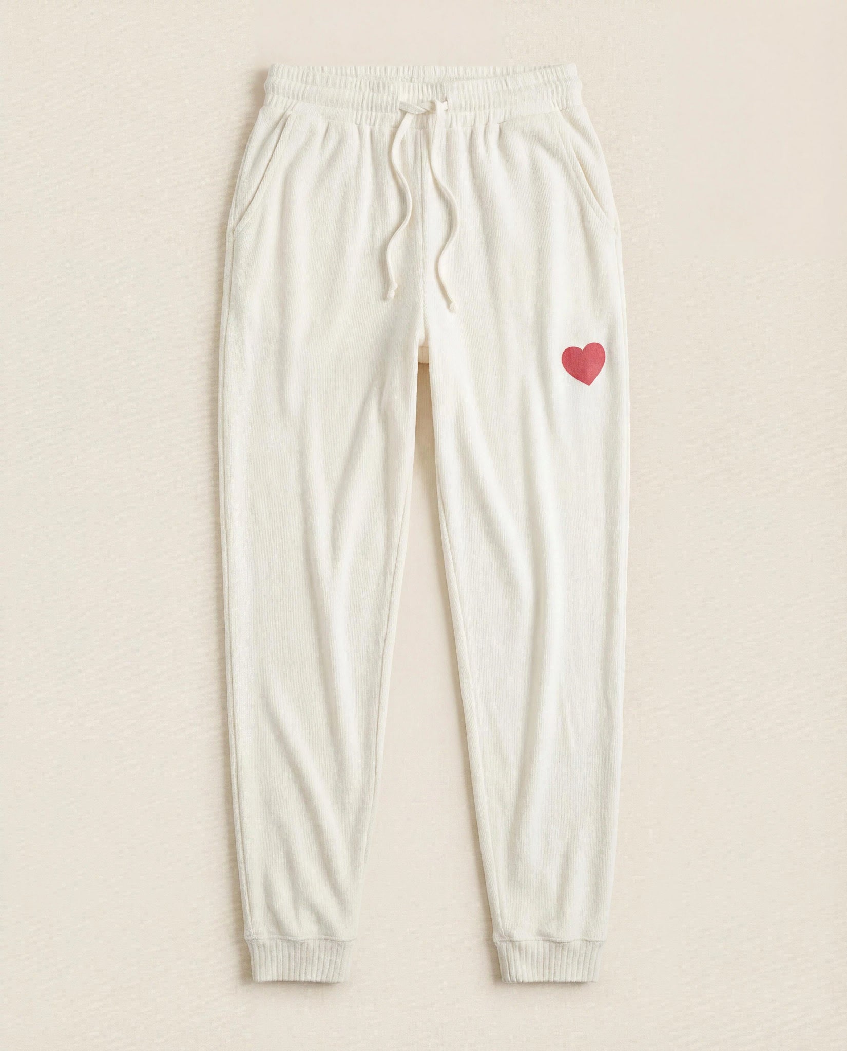 Cream $|& SEAS Shoreline Hacci "Heart" Graphic Jogger - Hanger Detail
