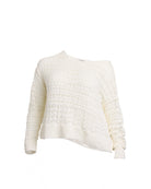White $|& SEAS Sage Off Shoulder Pointelle Sweater - Hanger Detail