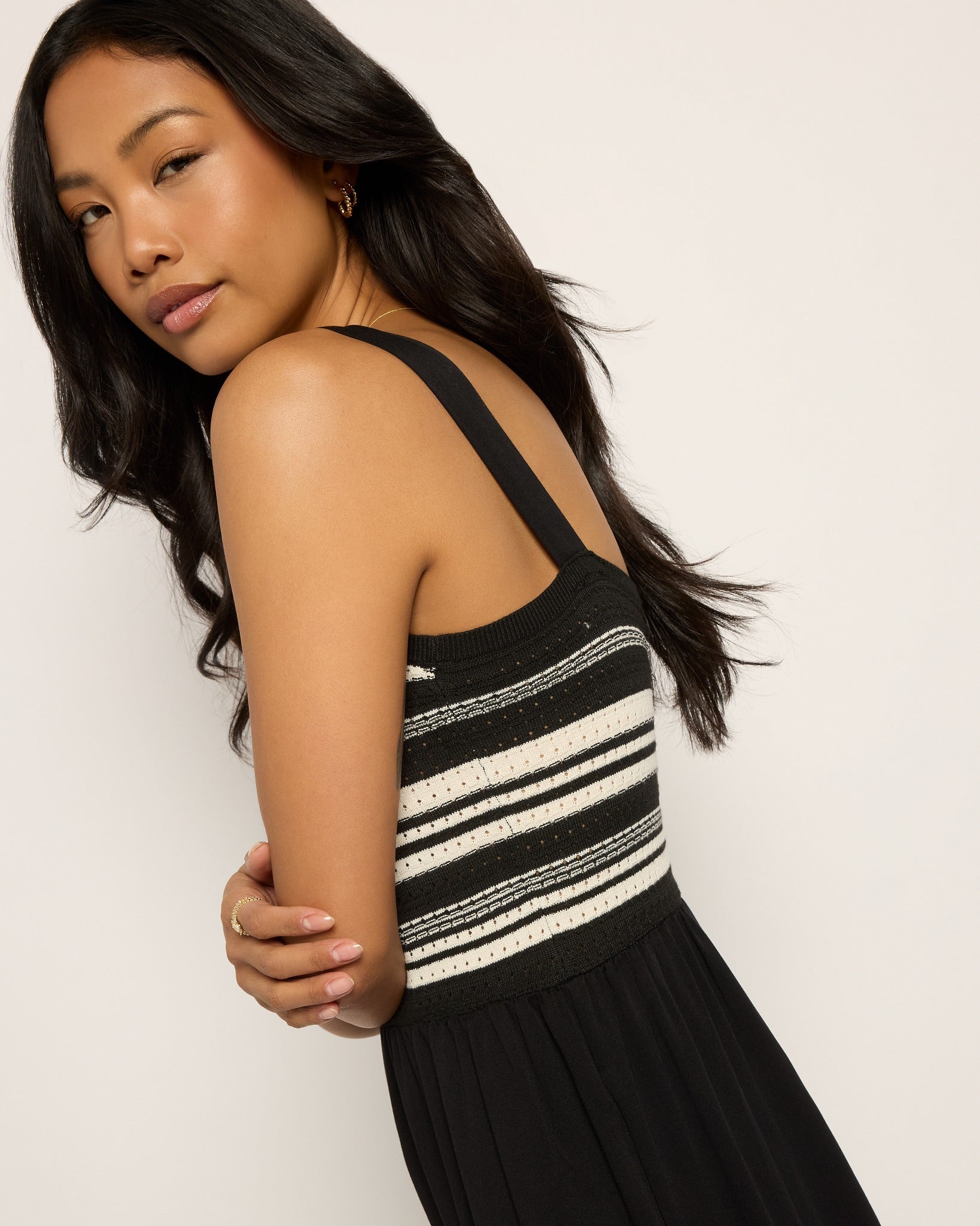 Black $|& SEAS Penny Tiered Dress - VOF Front