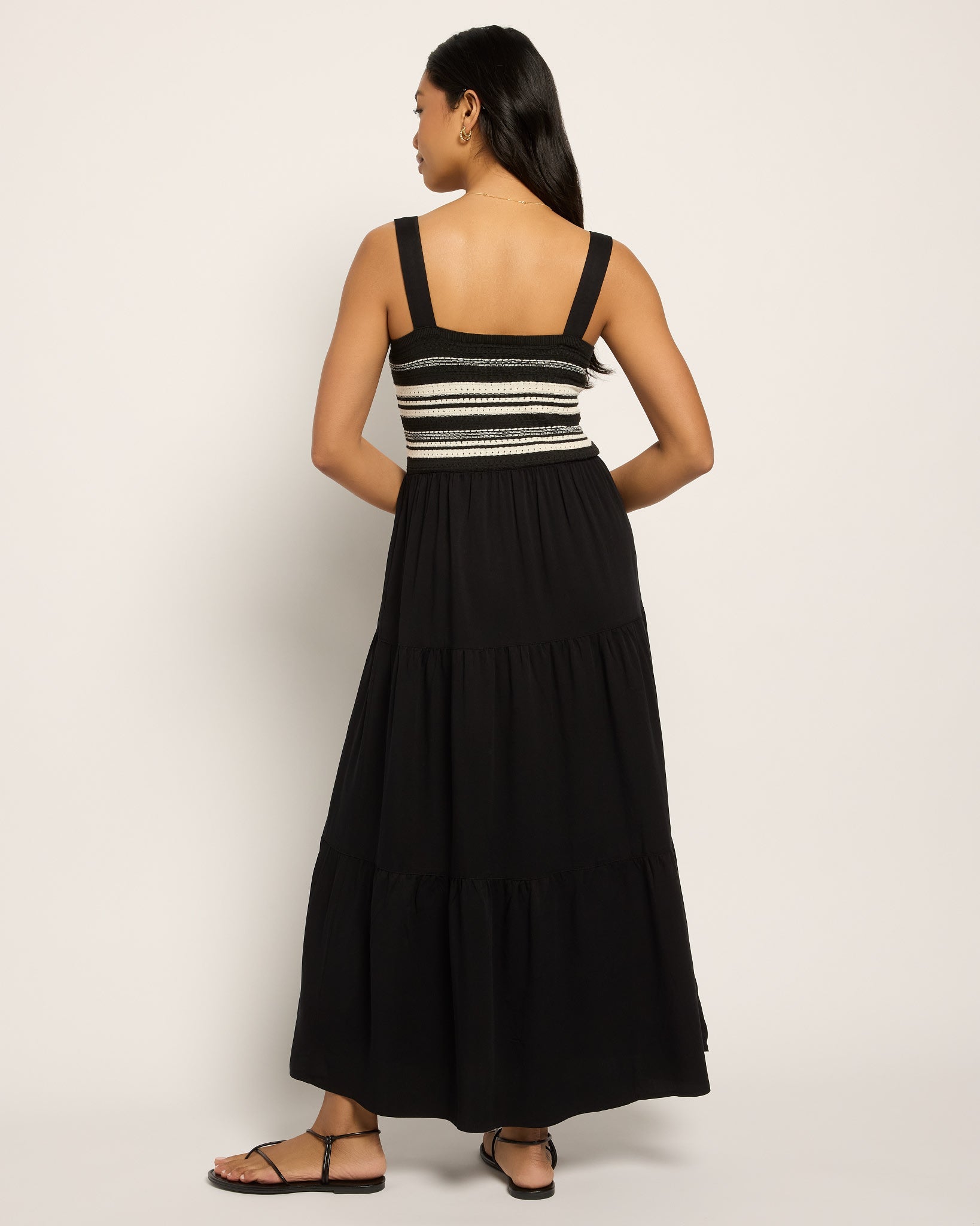 Black $|& SEAS Penny Tiered Dress - SOF Back