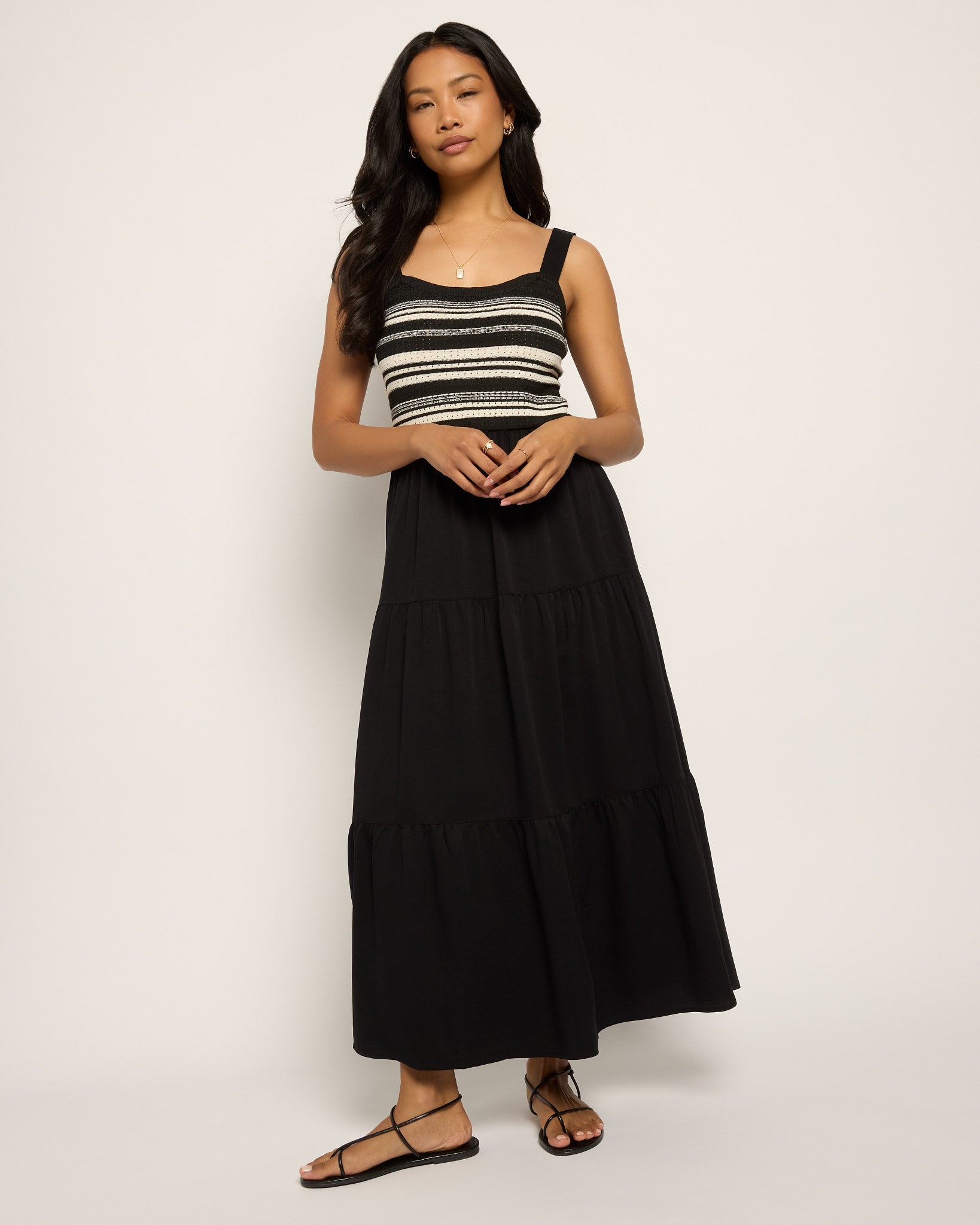 Black $|& SEAS Penny Tiered Dress - SOF Front