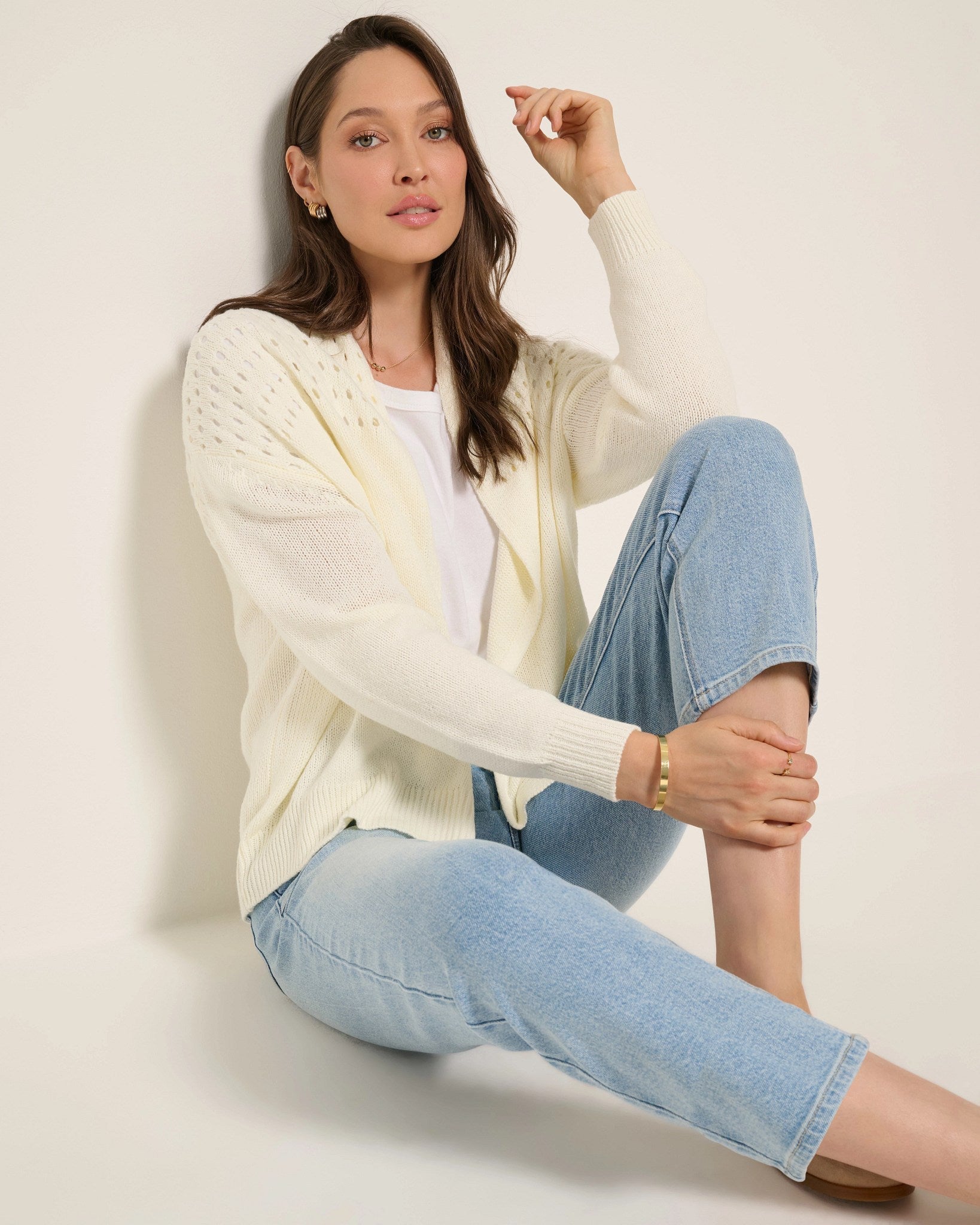 Cream $|& SEAS Atlantean Cardigan - SOF Full Front