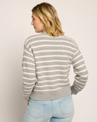 Heather Grey $|& SEAS Glacier Striped Cardigan - SOF Back