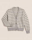 Heather Grey $|& SEAS Glacier Striped Cardigan - Hanger Detail