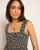 Black Floral $|& SEAS Westbreeze Printed Smocked Maxi Dress - SOF Full Front