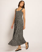 Black Floral $|& SEAS Westbreeze Printed Smocked Maxi Dress - VOF Front