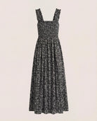 Black Floral $|& SEAS Westbreeze Printed Smocked Maxi Dress - Hanger Detail