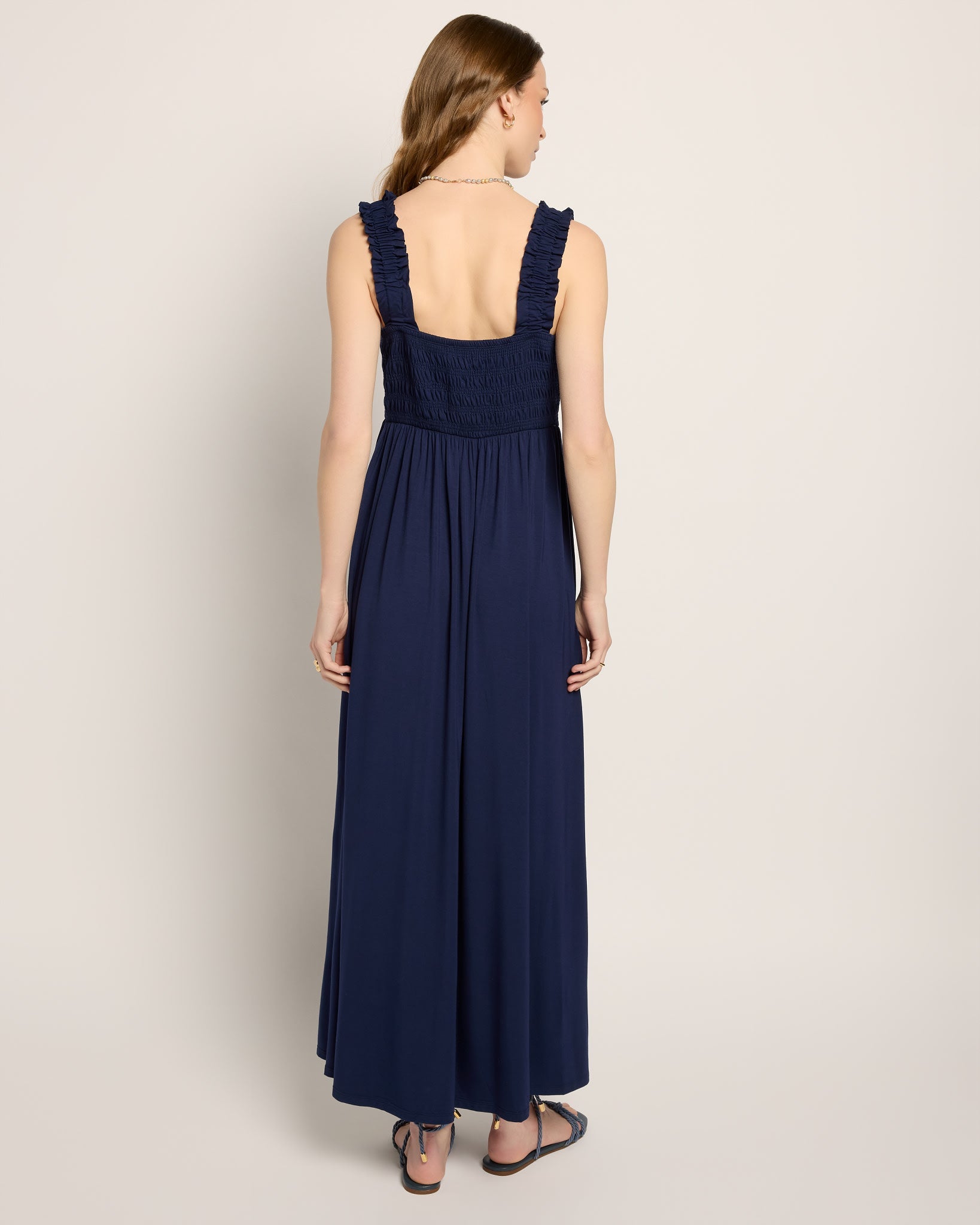 Navy $|& SEAS Westbreeze Smocked Maxi Dress - SOF Back