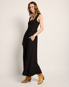Black $|& SEAS Westbreeze Smocked Maxi Dress - VOF Front