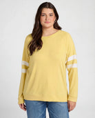 Limoncello/Cream $|& SEAS Shoreline Varsity Cozy Top - SOF Front