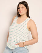 Natural/Seaglass $|& SEAS Surfside Stripe Scoop Tank - VOF Front