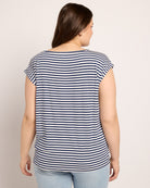 White/Sapphire $|& SEAS Brentwood Boat Neck Stripe Top - SOF Back