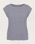 White/Sapphire $|& SEAS Brentwood Boat Neck Stripe Top - Hanger Detail