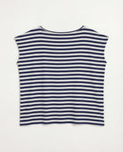 White/Sapphire $|& SEAS Brentwood Boat Neck Stripe Top - Hanger Detail