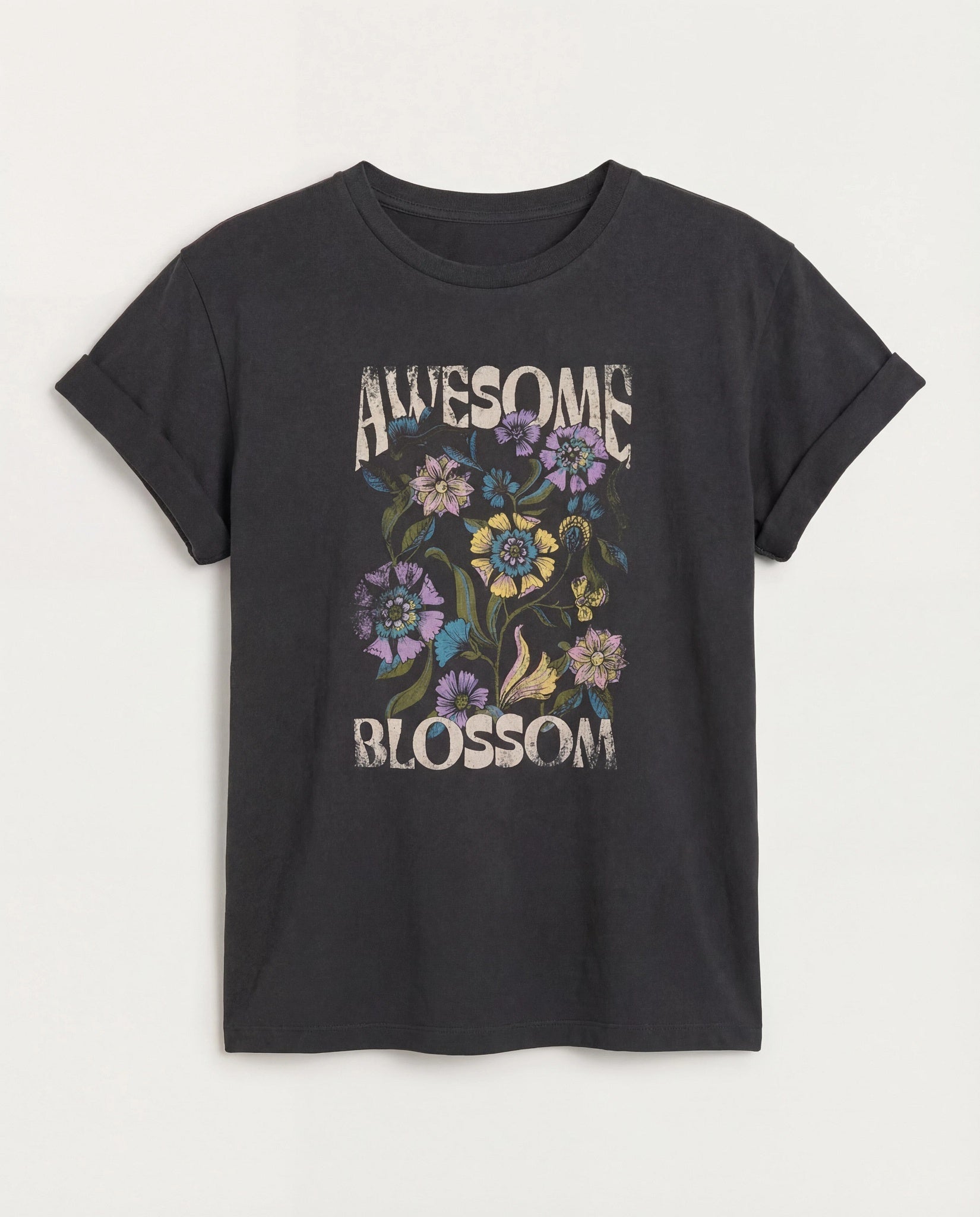 Faded Black $|& SEAS Floret Relaxed Graphic Tee - Hanger Side