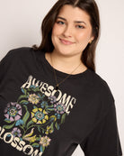 Faded Black $|& SEAS Floret Relaxed Graphic Tee - SOF Full Front