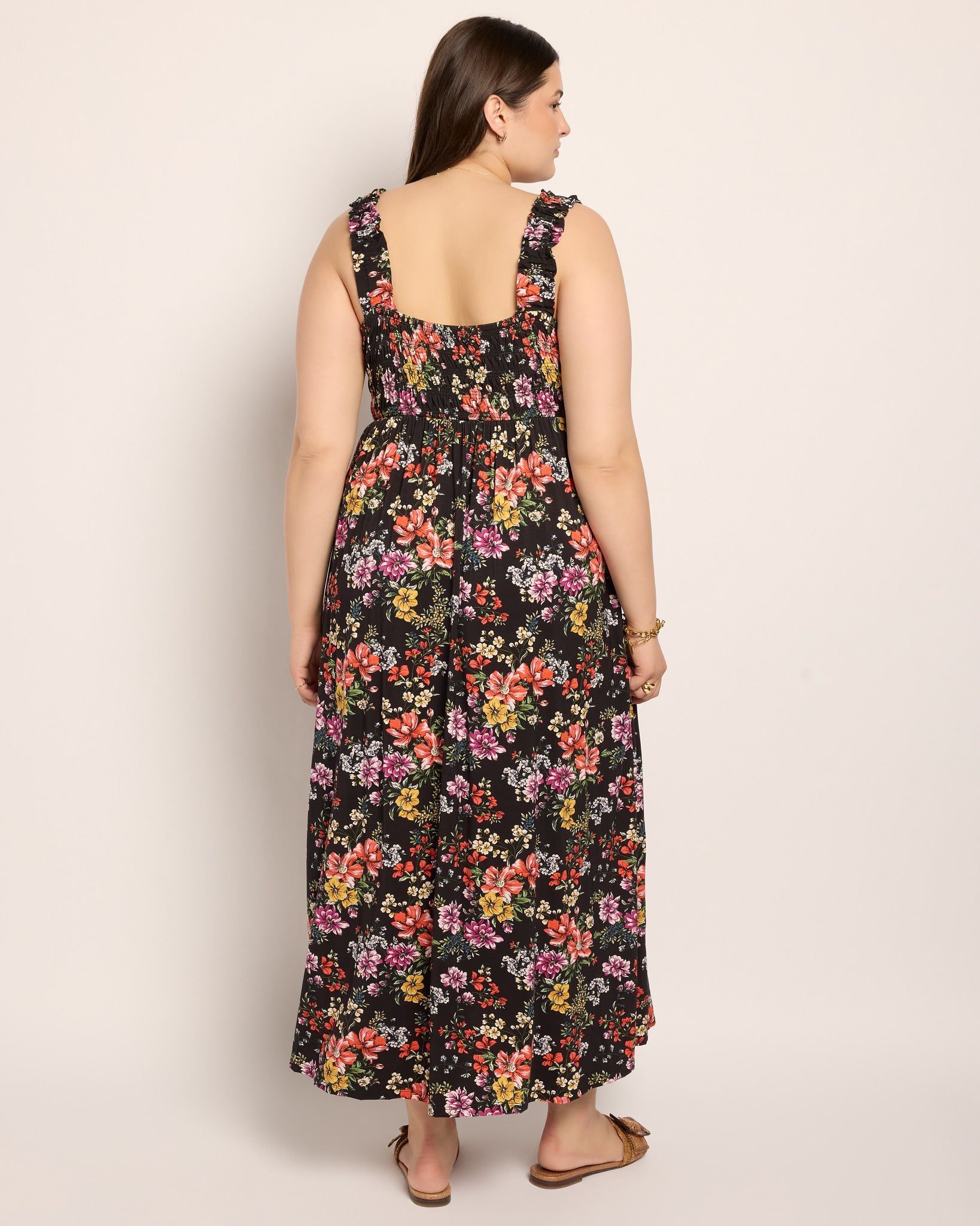 Multi Floral $|& SEAS Westbreeze Printed Smocked Maxi Dress - SOF Back