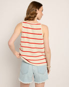 Cream/Red Stripe $|& SEAS Coastal V-Neck Stripe Sweater Tank - SOF Side