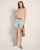 Cream/Red Stripe $|& SEAS Coastal V-Neck Stripe Sweater Tank - UGC On Fig