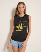 Faded Black $|& SEAS Daisy Muscle Tank - SOF Full Front