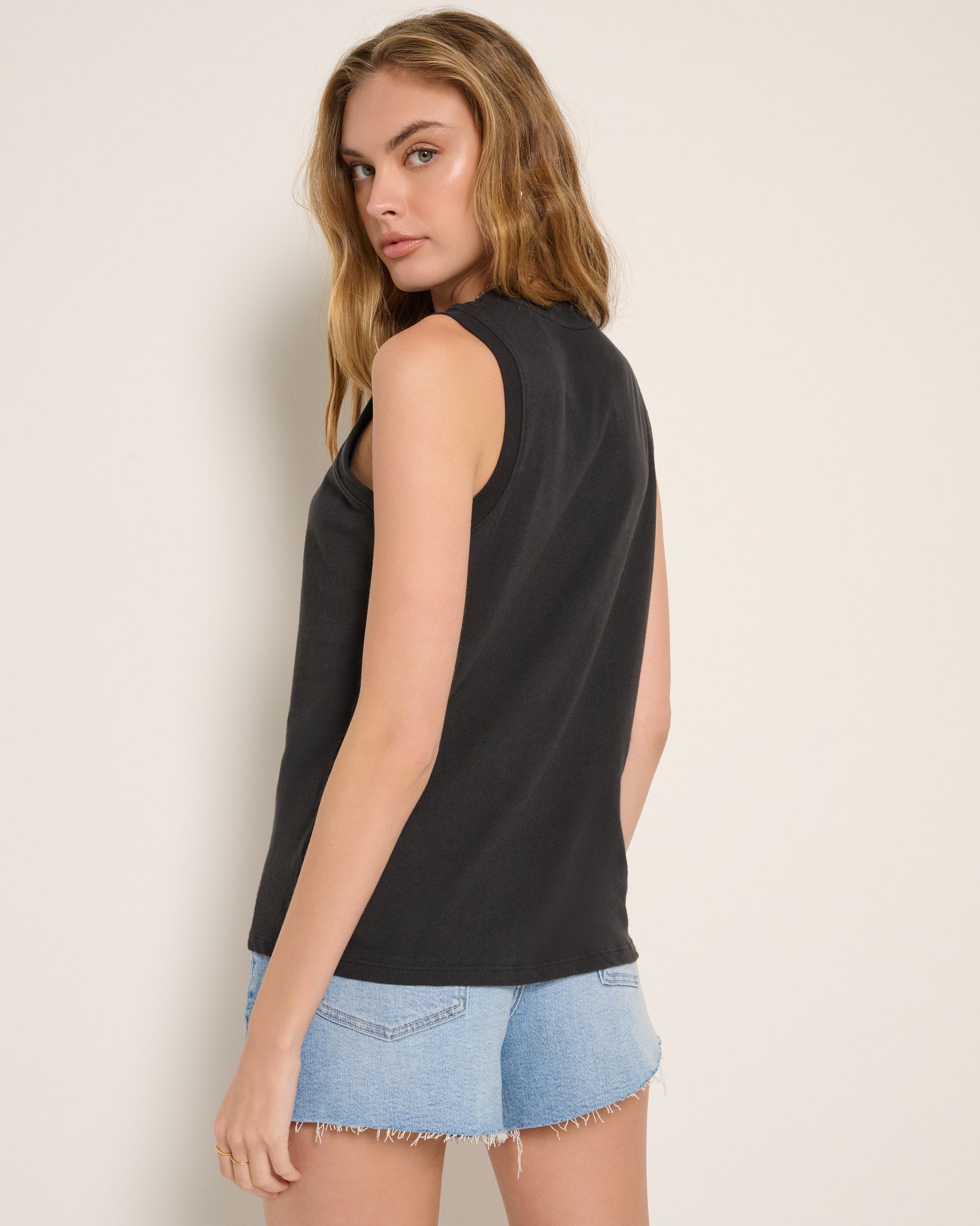 Faded Black $|& SEAS Daisy Muscle Tank - SOF Back