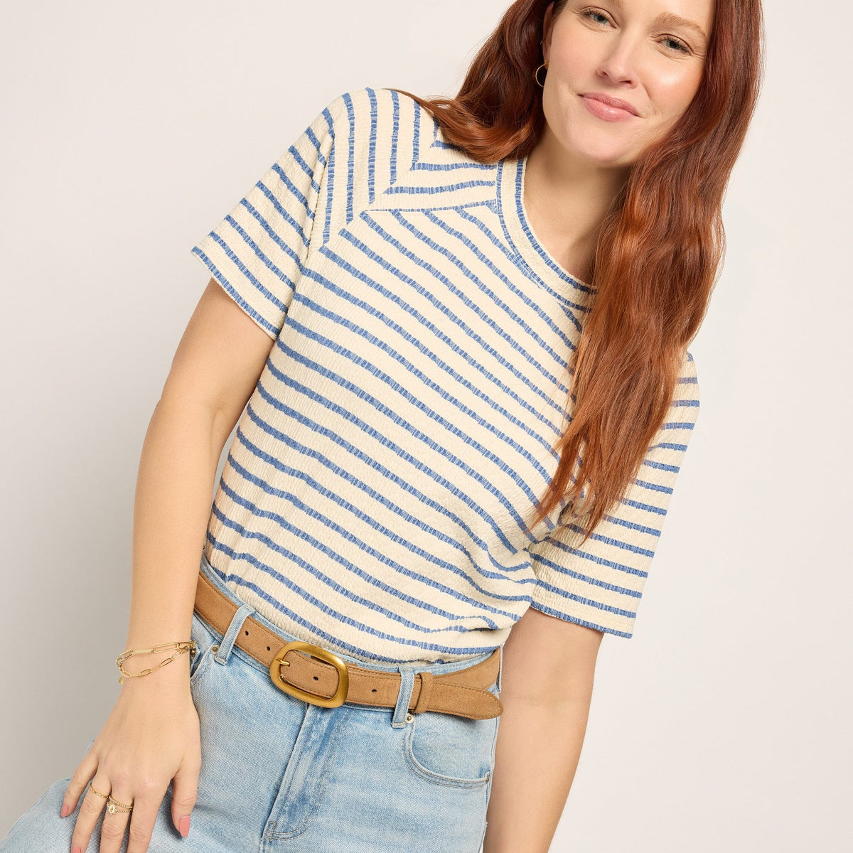 Women's Striped Cap Sleeve Tee - Soft & Stretchy – Seventy Eight and Sunny