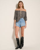 Black Floral $|& SEAS Honey Print Short Sleeve Top - UGC On Fig