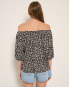 Black Floral $|& SEAS Honey Print Short Sleeve Top - SOF Back
