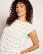 Natural/Sea Glass $|& SEAS Brentwood Boat Neck Stripe Top - SOF Full Front
