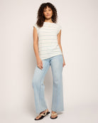 Natural/Sea Glass $|& SEAS Brentwood Boat Neck Stripe Top - UGC On Fig