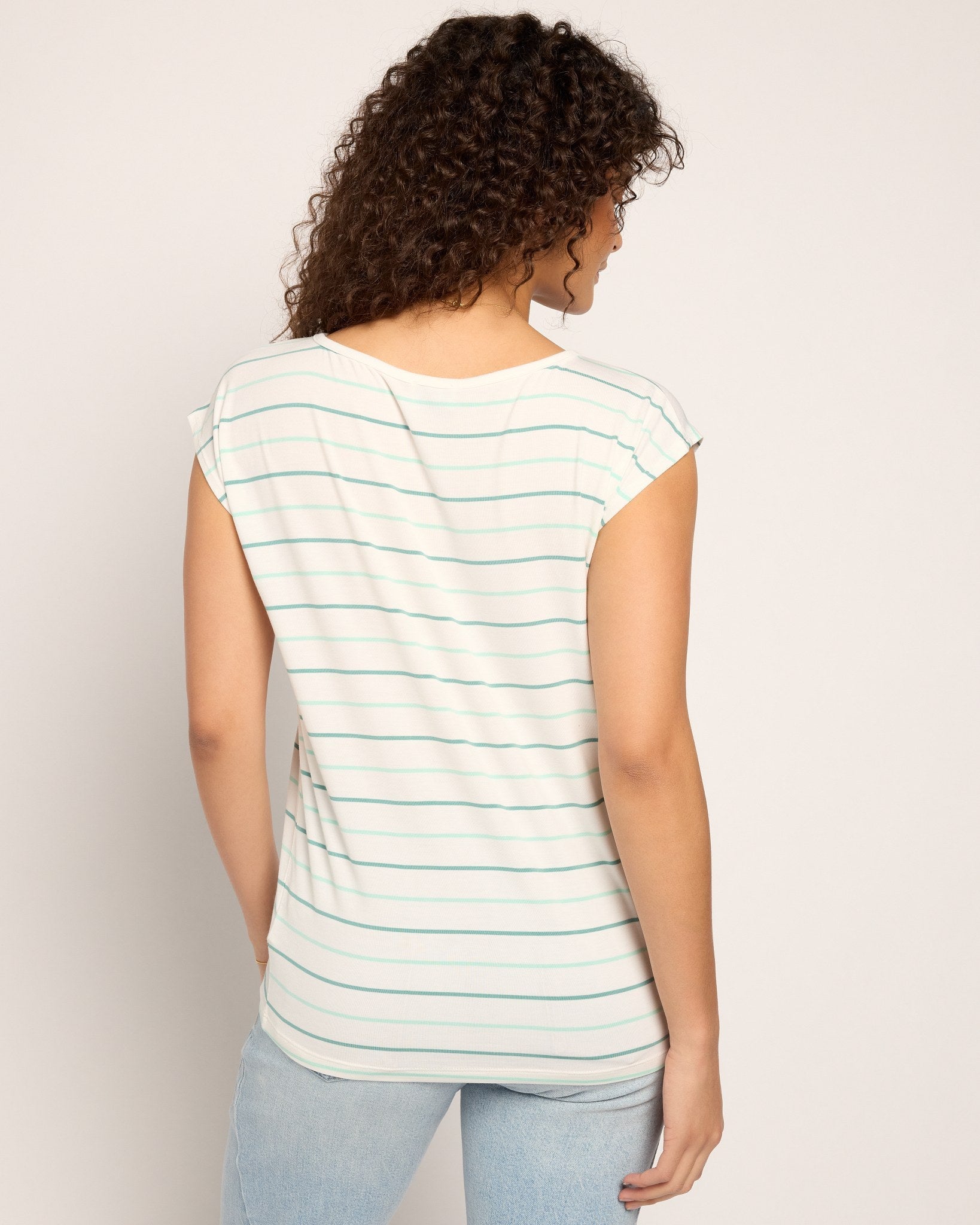 Natural/Sea Glass $|& SEAS Brentwood Boat Neck Stripe Top - SOF Back